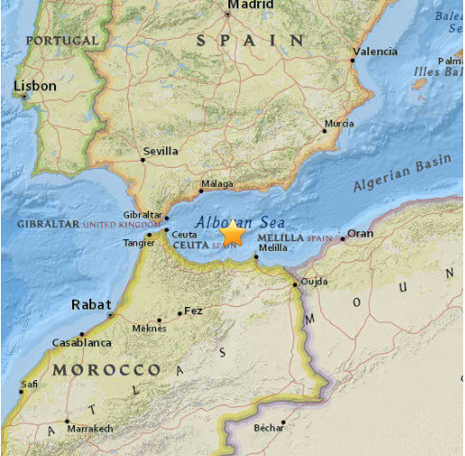 Le séisme a été enregistré au Nord de la ville marocaine d'Al Hoceïma - DR : USGS Le séisme a été enregistré au Nord de la ville marocaine d'Al Hoceïma - DR : USGS