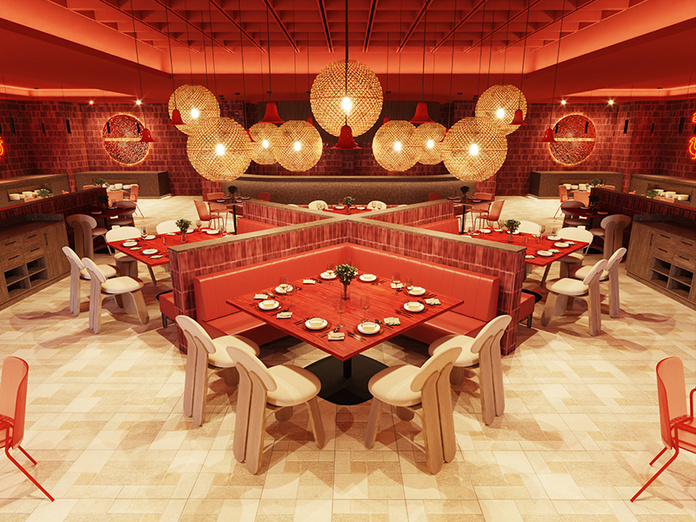 « Nomad » un des nouveaux restaurants qui ouvriront leurs portes en décembre 2025 au Bahia Principe Grand Punta Cana - Image de synthèse – Représentation du futur restaurant © Bahia Principe Hotels & Resorts