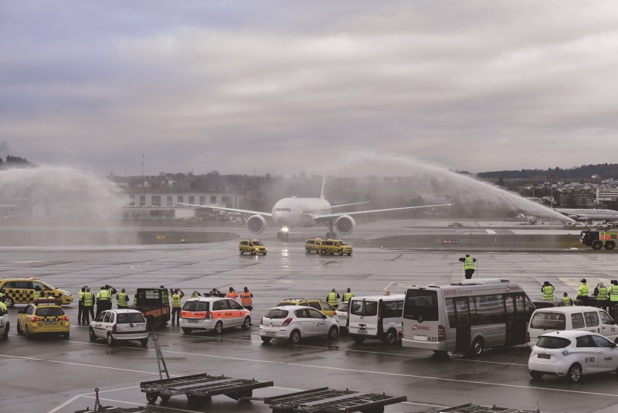 Le Boeing 777-300ER de Swiss arrive à Zurich - DR : Swiss Int. Airlines