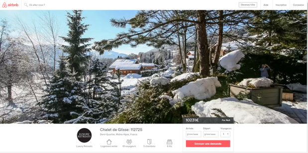 La location de montagne la plus chère sur AirBnb en France est ce chalet proche de la station de Megève - Capture d'écran