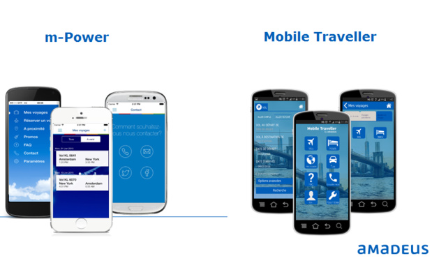Les produits Amadeus : m-Power l'appli mobilité customisable aux couleurs de l'agence et Mobile Traveller (c) Amadeus