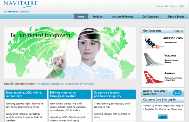 Le site Internet de Navitaire - DR Capture écran Le site Internet de Navitaire - DR Capture écran