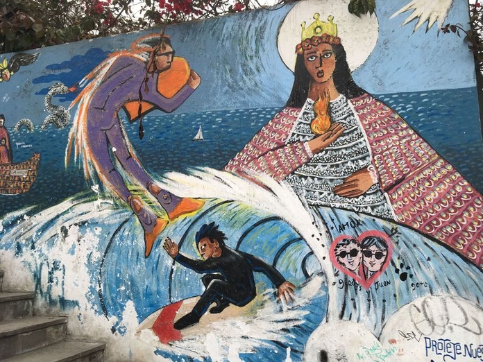 L'une des multiples fresques de street art peintes sur les murs du  quartier bohème de Barranco (© PB) L'une des multiples fresques de street art peintes sur les murs du  quartier bohème de Barranco (© PB)