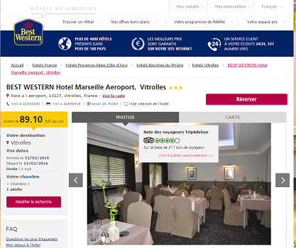 Les prix vont augmenter de plus de 1100 % au Best Western Vitrolles pendant l'Euro 2016 - Capture d'écran