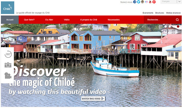 Capture d'écran du site Internet de Chile Travel Capture d'écran du site Internet de Chile Travel