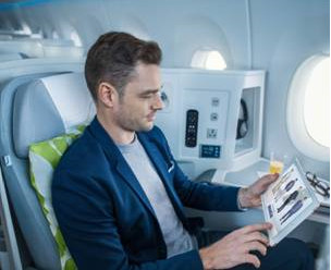 La boutique sera accessible sur tablette, smartphone et ordinateur connectés au portail WiFi de Finnair - Photo : Finnair La boutique sera accessible sur tablette, smartphone et ordinateur connectés au portail WiFi de Finnair - Photo : Finnair