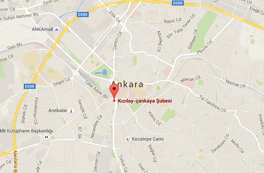 L'attentat a été perpétré dans le quartier de Kizilay, à Ankara - DR : Google Maps