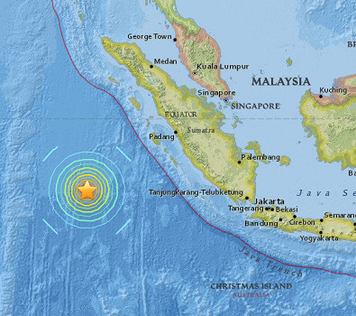 Le séisme s'est produit au large de l'île de Sumatra - DR : USGS