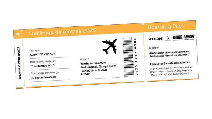 Pour ce challenge de ventes de rentrée, les lots sont plus importants que ceux de l'année précédente - Image : Kuoni France Pour ce challenge de ventes de rentrée, les lots sont plus importants que ceux de l'année précédente - Image : Kuoni France