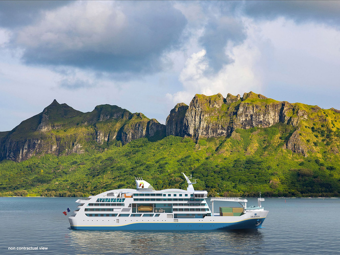 L’Aranoa embarquera ses premiers passagers le 6 mars 2027 au départ de Papeete. @Aranui L’Aranoa embarquera ses premiers passagers le 6 mars 2027 au départ de Papeete. @Aranui