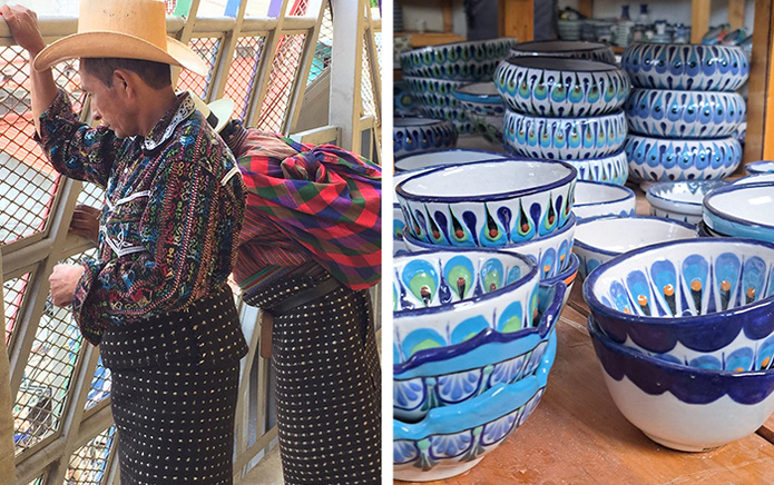 De gauche à droite : Marché de Solola © Terra Guatemala / Céramique de San Antonio Palopo © Terra Guatemala De gauche à droite : Marché de Solola © Terra Guatemala / Céramique de San Antonio Palopo © Terra Guatemala