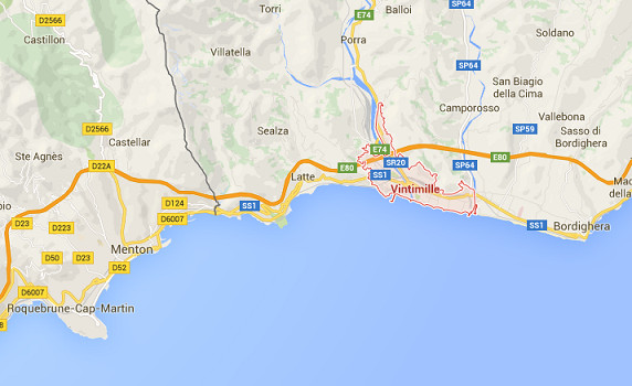 Le trafic sera perturbé entre Menton et Vintimille dans les deux sens - DR : Google Maps