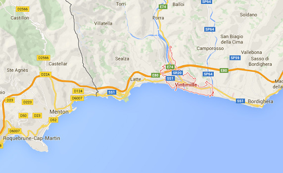 Le trafic sera perturbé entre Menton et Vintimille dans les deux sens - DR : Google Maps Le trafic sera perturbé entre Menton et Vintimille dans les deux sens - DR : Google Maps