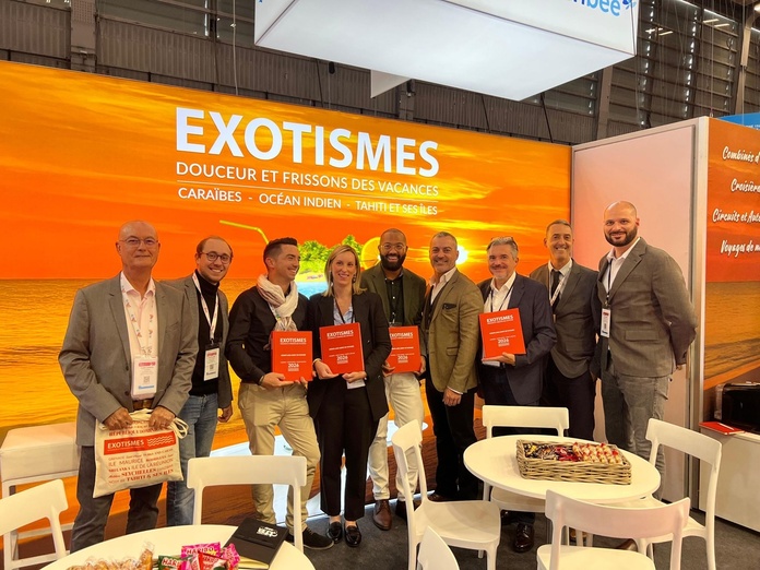 Les équipes d'Exotismes sur le stand installé dans la zone Caraïbe à l'IFTM - Photo Exotismes