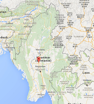Les cas de méningite sont enregistrés dans le district de Meikhtila, dans la région de Mandalay, en Birmanie - DR : Google Maps