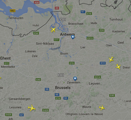 Les avions ne décollent plus et n'atterrissent plus à Bruxelles-Zaventem - DR : Flight Radar Les avions ne décollent plus et n'atterrissent plus à Bruxelles-Zaventem - DR : Flight Radar