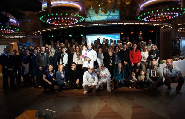 Photo de groupe lors de l'éductour du 19 au 21 mars 2016 à bord du Costa Diadema - Photo CE