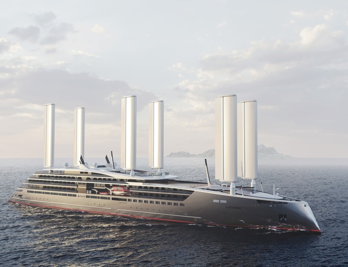Avec une centaine de cabines et ses 181 mètres de longueur, le voilier du futur de Ponant Explorations Group doit ouvrir une nouvelle ère pour l'industrie maritime ©STIRLING DESIGN INTERNATIONAL_OCEANWINGS