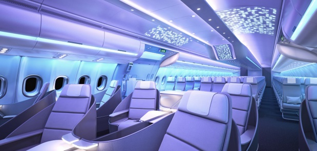 La nouvelle cabine du prochain A330neo s'inspire de l'intérieur de l'A350 XWB et du concept Airspace by Airbus - DR : Airbus