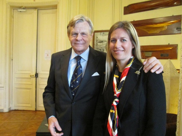 Mikael et Marie Krafft lors de leur présentation au Yacht Club de France. Photo MS.