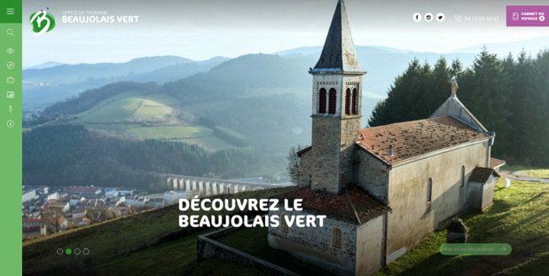 Le nouveau site de Beaujolais Vert Tourisme affiche une page d'accueil au design moderne - Capture d'écran