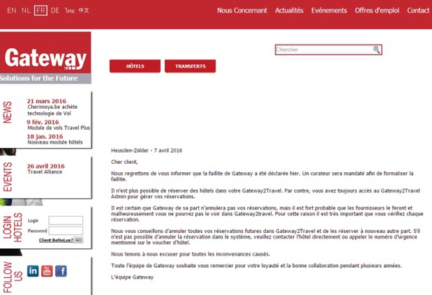 Belgique : la plate-forme Gateway a fait faillite