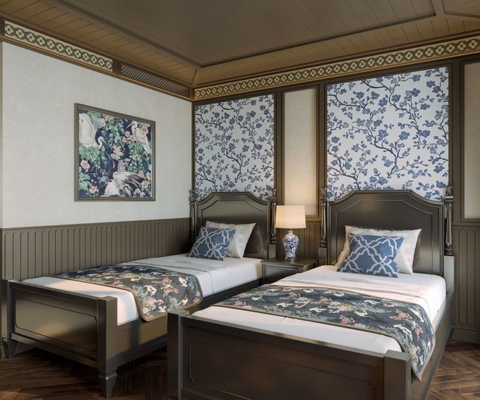 Les cabines Deluxe disposent de lits jumeaux rapprochables - Photo : Rivages du Monde Les cabines Deluxe disposent de lits jumeaux rapprochables - Photo : Rivages du Monde