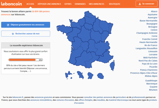 LeBoncoin compte 22 millions d’utilisateurs. Il est le 3ème site de France en nombre de pages vues avec 9 milliards de pages vues par mois - Capture écran