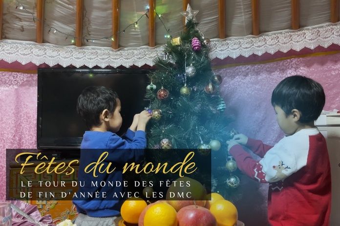 Des enfants mongols décorant leur sapin de Noël - Photo : DMD Mongolie