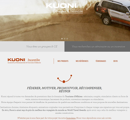 Le nouveau site B2C pour les groupes et CE de Kuoni France permet de demander des devis en ligne - Capture d'écran