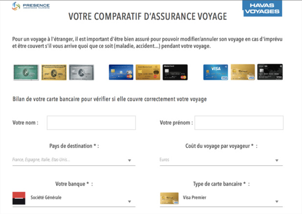 La plateforme permet de comparer les différentes cartes bancaires (c) capture d'écran Présence Assistance La plateforme permet de comparer les différentes cartes bancaires (c) capture d'écran Présence Assistance