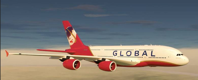 L' A 380 Global Airlines dans sa version "rêvée" . Photo : site internet Global Airlines. L' A 380 Global Airlines dans sa version "rêvée" . Photo : site internet Global Airlines.