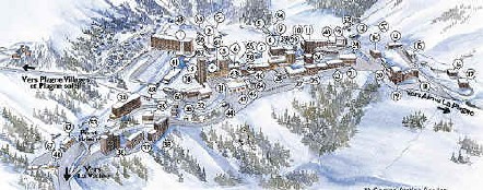 Plan du centre de la station Belle Plagne