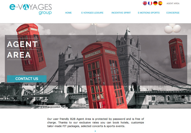 Le nouveau site d'E-voyages Group - Capture écran