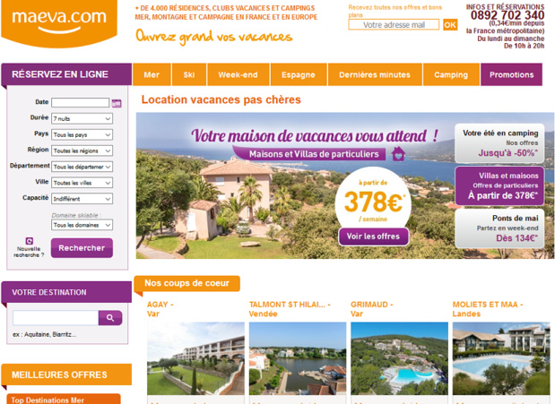 Le site Maeva.com a pour objectif la distribution de 50 000 références d'ici 2020. Le site Maeva.com a pour objectif la distribution de 50 000 références d'ici 2020.