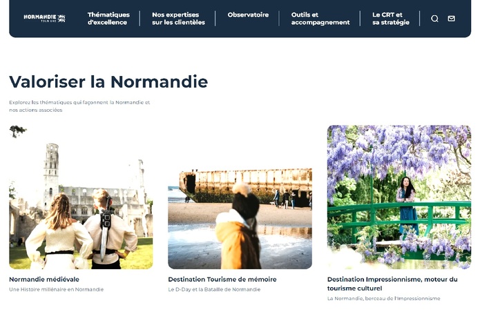 Normandie Tourisme modernise son site professionnel - Capture d'écran du site Normandie Tourisme modernise son site professionnel - Capture d'écran du site