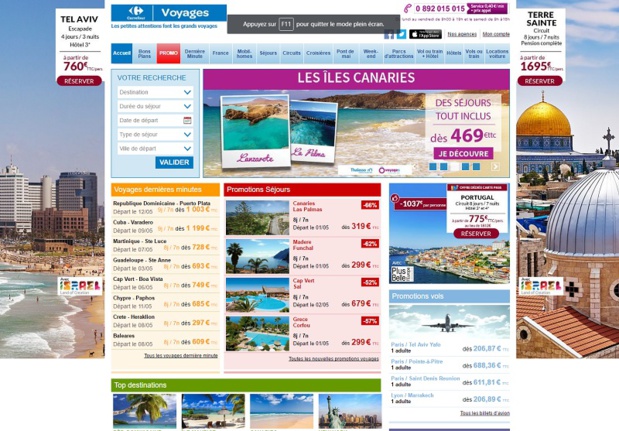 Ca bouge du côté de Carrefour Voyages... - DR : Capture d'écran Carrefour Voyages