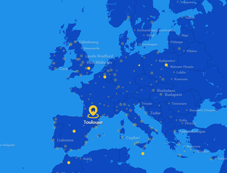 Le réseau de Ryanair au départ de Toulouse pour l'Hiver 2016/2017 - DR : Ryanair