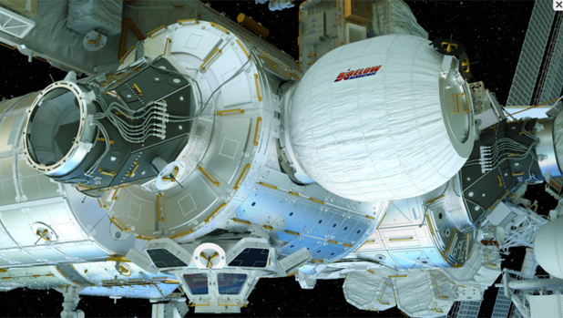 Le module BEAM (Bigelow Expandable Activity Module) développé par Bigelow Aerospace en partenariat avec la NASA préfigure les hôtels spatiaux, dont rêve depuis 1999 Robert Bigelow  le magnat américain de l’immobilier et de l’hôtellerie, (Hôtels Budget Inn/Budget Suite of America) - Photo bigelowaerospace