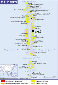 Maldives : le Quai d'Orsay appelle à la "vigilance renforcée" dans les îles-Hôtels Maldives : le Quai d'Orsay appelle à la "vigilance renforcée" dans les îles-Hôtels
