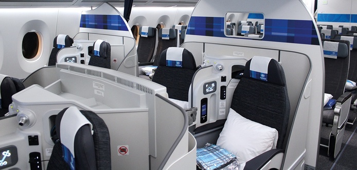 La classe Madras se compose de 18 sièges répartis sur trois rangées - Photo : Air Caraïbes La classe Madras se compose de 18 sièges répartis sur trois rangées - Photo : Air Caraïbes