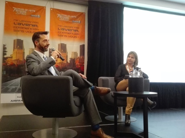 Claudio Gubitasa, vice-président Solution Clients de Vision Travel, et Patricia Morosini, directrice du voyage d'affaires chez Selectour Afat - Photo : P.C. Claudio Gubitasa, vice-président Solution Clients de Vision Travel, et Patricia Morosini, directrice du voyage d'affaires chez Selectour Afat - Photo : P.C.