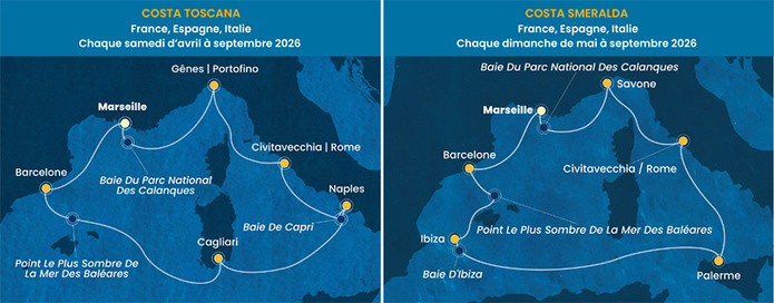 © Costa Croisières – Itinéraire Costa Toscana et Costa Smeralda – Été 2026