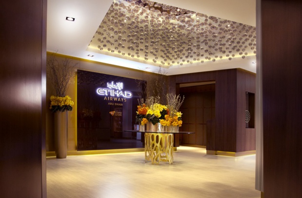L'entrée du nouveau salon développé par Etihad Airways pour ses clients de Première Classe - Photo Etihad DR