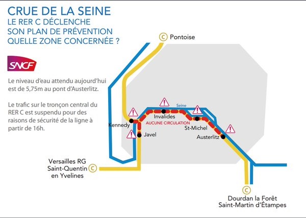 Paris : le trafic intra-muros du RER C stoppé dès 16h ce jeudi