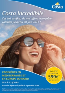 Été 2016 : Costa Croisières booste les ventes en Méditerranée et en Europe du Nord