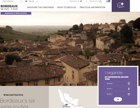 BordeauxWineTrip permet de trouver des informations sur l'oenotourisme en Bordelais mais aussi de réserver des visites et des circuits dans le vignoble - Capture d'écran BordeauxWineTrip permet de trouver des informations sur l'oenotourisme en Bordelais mais aussi de réserver des visites et des circuits dans le vignoble - Capture d'écran