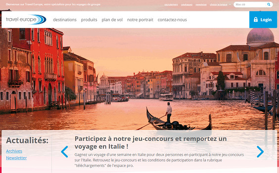 L'italie est aussi mise à l'honneur sur le site Internet de Travel Europe - Capture d'écran