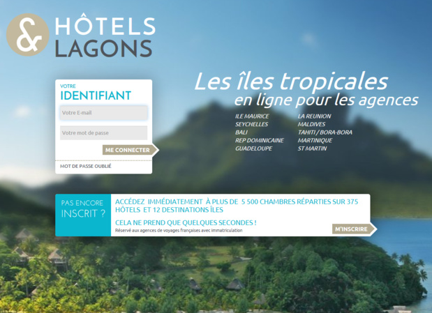 La site pour les agences de voyages Hotels & Lagons - Capture écran