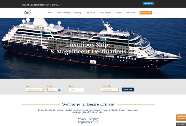 Azamara Cruises va lancer une croisière dédiée au sexe. Par les roupettes du grand orignal, que voilà de la nouveauté, qui devrait faire le bonheur de quelques agences de voyages - DR : Original Cruises Azamara Cruises va lancer une croisière dédiée au sexe. Par les roupettes du grand orignal, que voilà de la nouveauté, qui devrait faire le bonheur de quelques agences de voyages - DR : Original Cruises